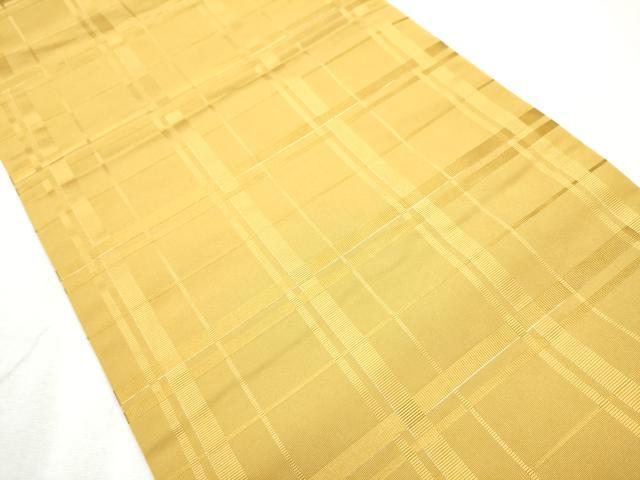 平和屋着物●全通柄袋帯 吉野間道 黄朽葉色 金糸 正絹 逸品 CABB9545hy
