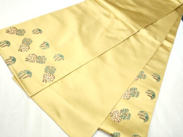 平和屋着物●太鼓柄袋帯 唐織 あけぼの繭 歳寒三友図 金糸 正絹 逸品 CABB9549hy