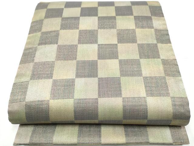 平和屋着物●両方向 両面 全通柄袋帯 幾何学鳥文 正絹 逸品 CABB9550hy