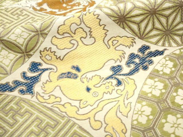 平和屋着物●アンティーク 大正ロマン 丸帯 唐織 龍 吉祥文 引き抜き帯 正絹 逸品 CABB9552hy