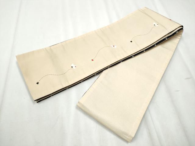 平和屋着物●半幅帯 刺繍 手紙 クローバー ハート スペード ダイヤ CABB9594hy