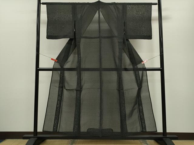 平和屋着物*夏物 紗紬 十字絣文様 黒地 正絹 逸品 CABB9617ze