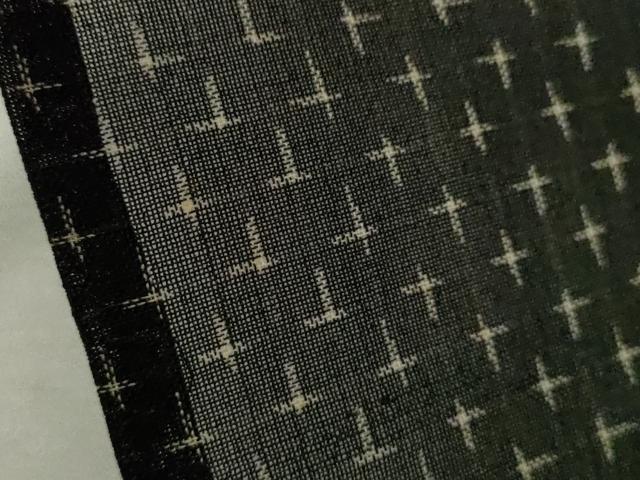平和屋着物*夏物 紗紬 十字絣文様 黒地 正絹 逸品 CABB9617ze