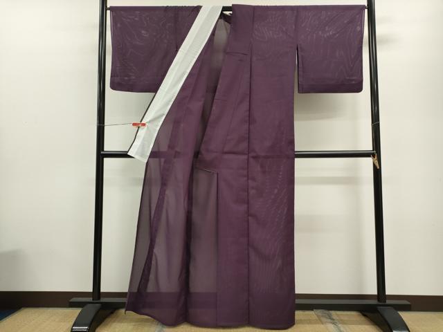 平和屋着物*夏物 色無地 絽 葡萄色 洗える着物 CABB9661ze