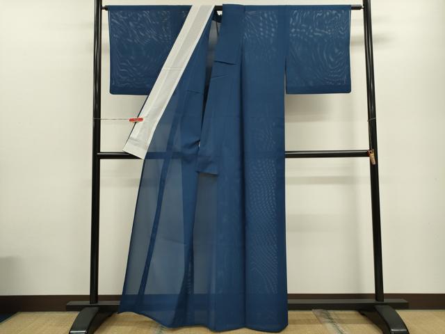 平和屋着物*夏物 色無地 絽 紺青色 洗える着物 CABB9691ze