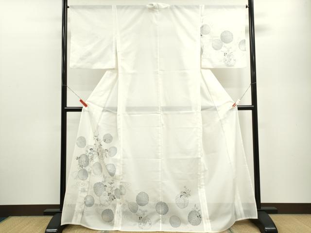 平和屋着物*夏物 訪問着 絽 雪輪重ね流水草花文 金彩 洗える着物 CABB9725ze