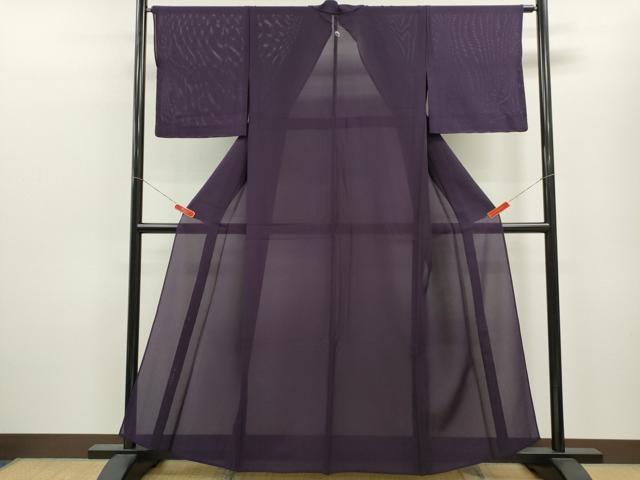 平和屋着物*夏物 色無地 絽 紫紺色 正絹 逸品 CABB9738ze