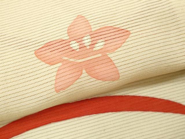 平和屋着物*夏物 小紋 絽 芝草舞花文 銀彩 正絹 逸品 CABB9758ze