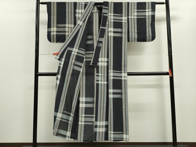 平和屋着物*夏物 紗紬 格子柄 正絹 逸品 未使用 CABB9789ze