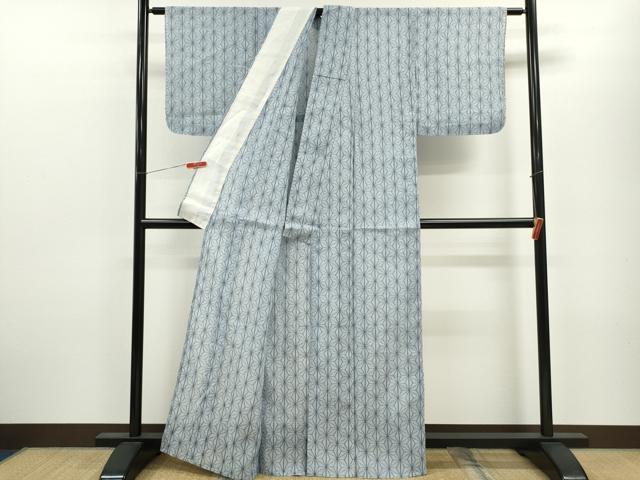 平和屋着物*夏物 小千谷ちぢみ 麻の葉文様 麻 逸品 CABB9805ze