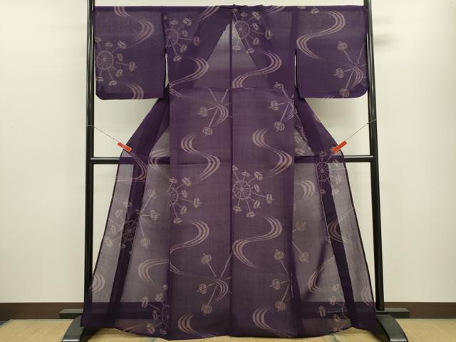 平和屋着物*夏物 紗紬 流水土車文 正絹 逸品 CABB9815ze