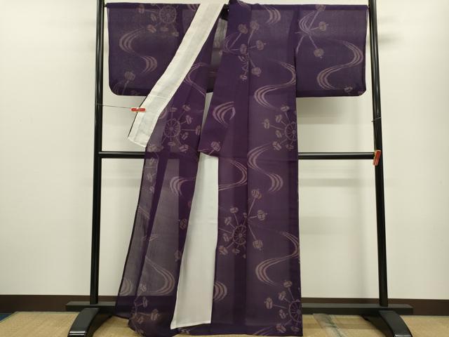 平和屋着物*夏物 紗紬 流水土車文 正絹 逸品 CABB9815ze