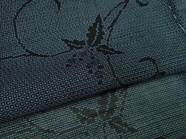 平和屋着物*夏物 結城紬 夏結城 100亀甲 花唐草文 正絹 逸品 未使用 CABB9817ze