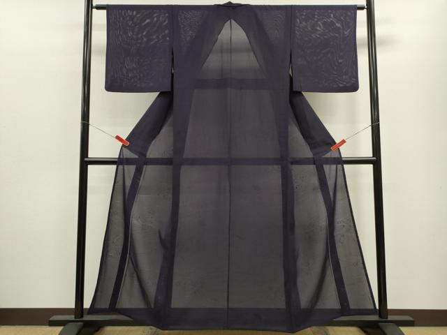 平和屋着物*夏物 色無地 流水紋紗 深紫色 正絹 逸品 CABB9818ze