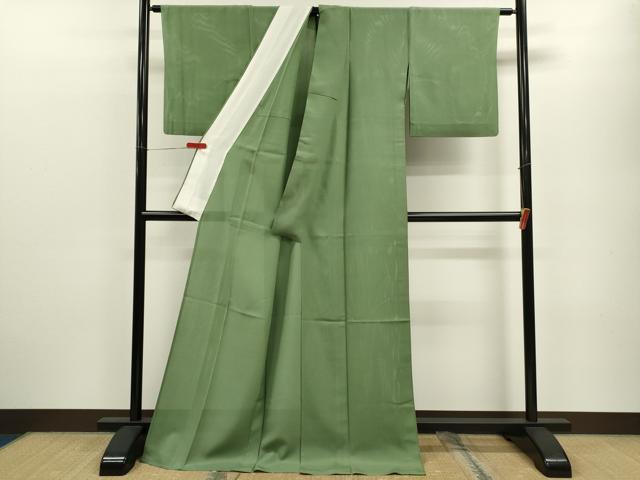 平和屋着物*夏物 色無地 縦絽 柳染色 正絹 逸品 CABB9822ze