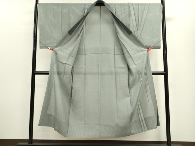 平和屋着物*夏物 男性 縦絽 薄雲鼠色 正絹 逸品 CABB9831ze