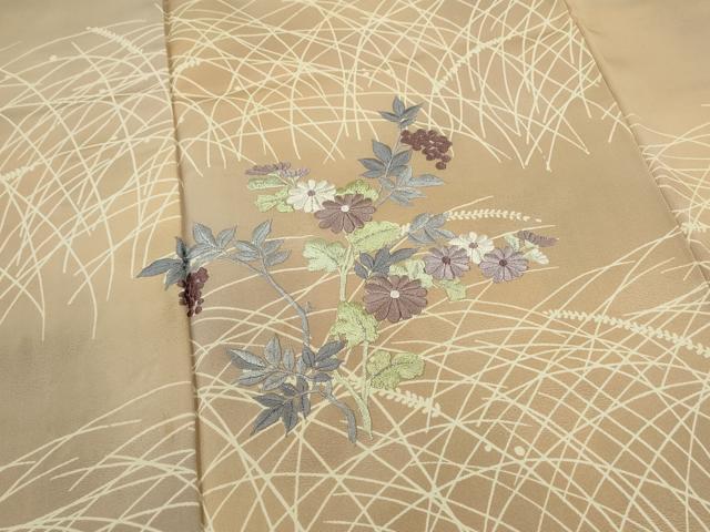 平和屋着物▼訪問着 刺繍 枝花文 暈し染め 銀糸 正絹 逸品 CABB9851ze
