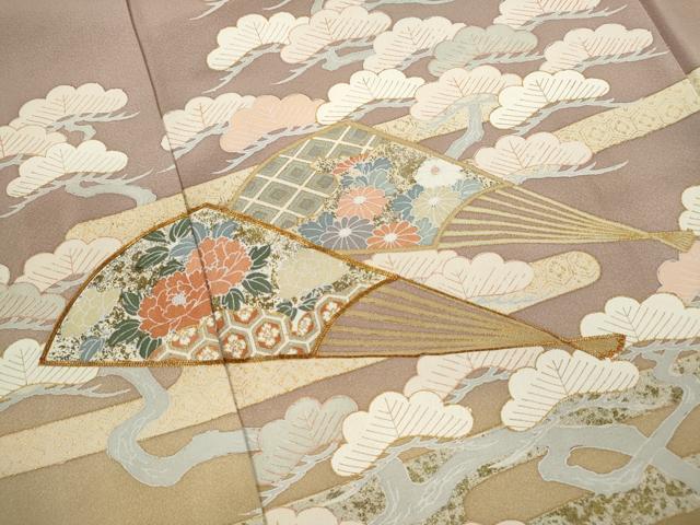 平和屋着物■豪華色留袖 駒刺繍 松竹梅扇面花文 暈し染め 金彩 正絹 逸品 CABB9885ze