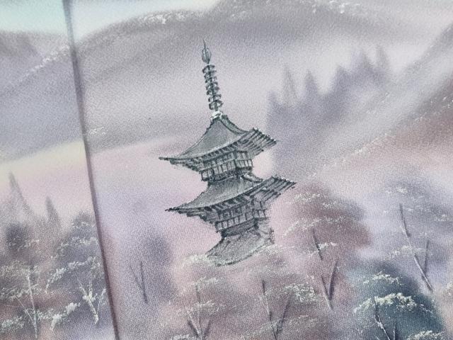 平和屋着物■訪問着 手描き 遠山風景文 暈し染め 正絹 逸品 CABB9942ze