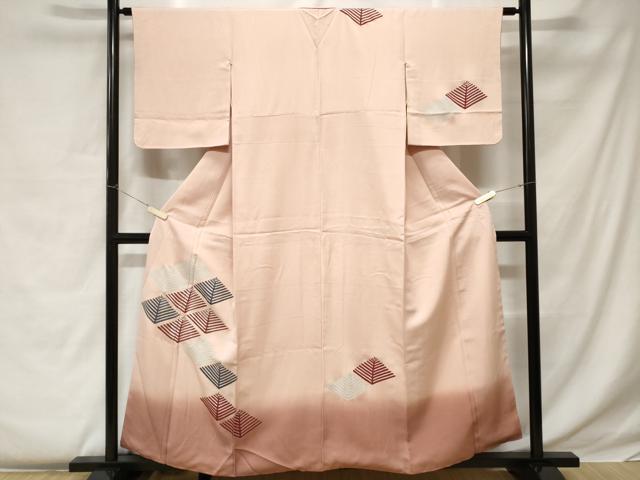 平和屋着物■訪問着 駒刺繍 松葉文 暈し染め 正絹 逸品 CABC0315ev