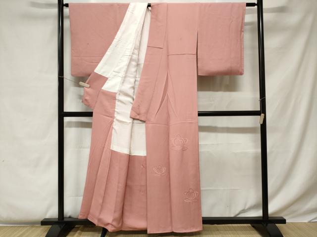 平和屋着物■色留訪問着 橘地紋 薄紅色 正絹 逸品 CABC0332ev