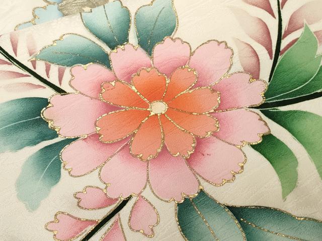 平和屋着物■訪問着 刺繍 枝花文 金彩 正絹 逸品 CABC0414ev