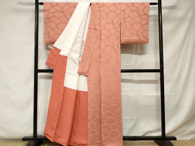 平和屋着物■上質な色無地 石畳花地紋 薄紅色 正絹 逸品 CABC0446ev