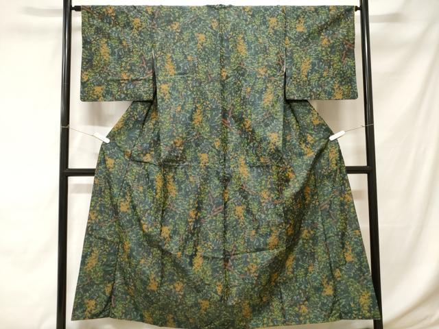 平和屋着物■上質な紬 枝花文 正絹 逸品 CABC0580ev