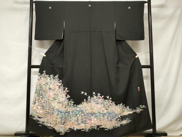 平和屋着物■豪華黒留袖 友禅 作家物 御所解文 正絹 逸品 CABC0771ev