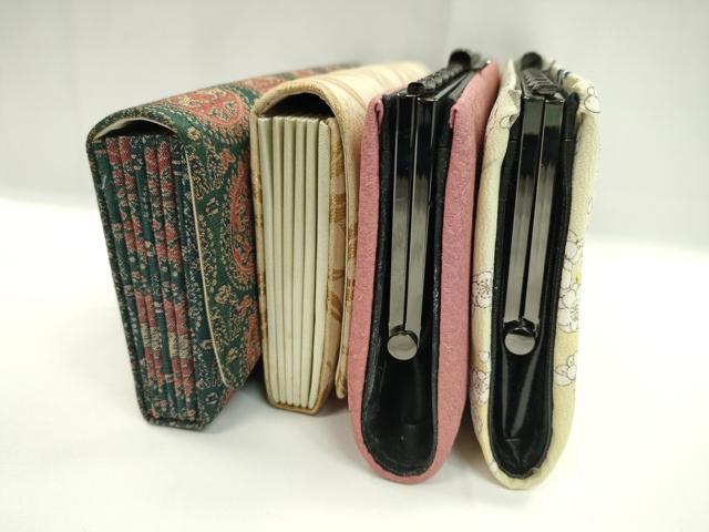 平和屋着物▼和装小物 和装バッグまとめて4点 ハンドバッグ 円文白虎朱雀錦 枝花文 笹竹文 クラッチ 金糸 逸品 CABC1091ju