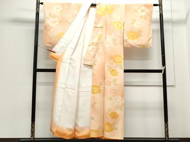 平和屋着物▼上質な小紋 地紋起こし 草花文 暈し染め 正絹 逸品 CABC1310th