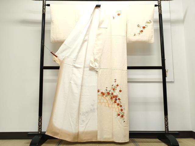 平和屋着物▼訪問着 総刺繍 籬花文 金糸 正絹 逸品 CABC1341th