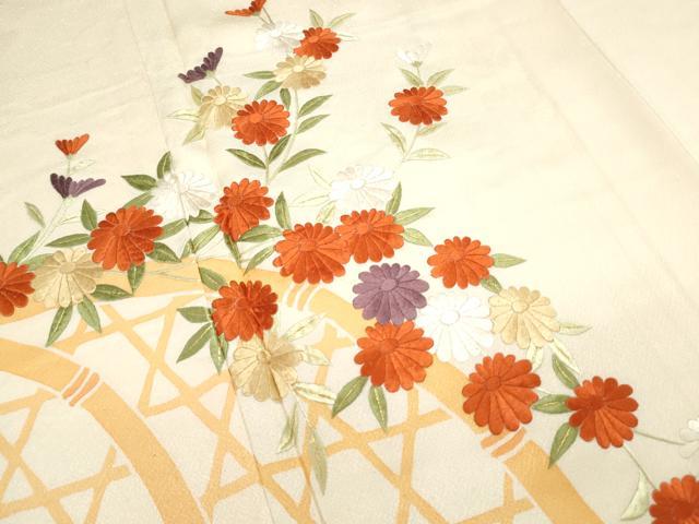 平和屋着物▼訪問着 総刺繍 籬花文 金糸 正絹 逸品 CABC1341th