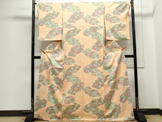 平和屋着物▼上質な小紋 草花文 暈し染め 金彩 正絹 逸品 CABC1349th