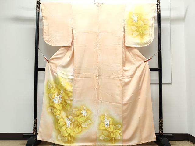 平和屋着物▼訪問着 手描き 草花文 暈し染め 正絹 逸品 CABC1496th