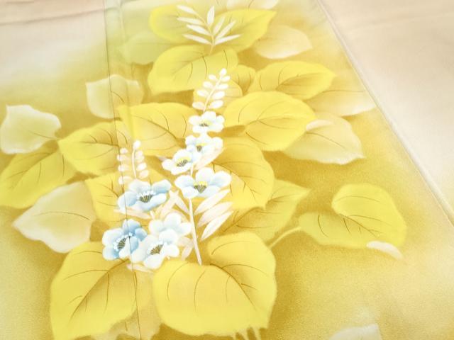 平和屋着物▼訪問着 手描き 草花文 暈し染め 正絹 逸品 CABC1496th