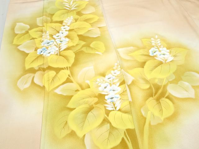 平和屋着物▼訪問着 手描き 草花文 暈し染め 正絹 逸品 CABC1496th