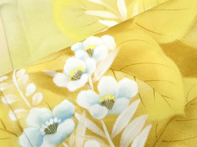 平和屋着物▼訪問着 手描き 草花文 暈し染め 正絹 逸品 CABC1496th
