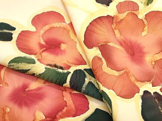 平和屋着物▼上質な小紋 地紋起こし 草花文 正絹 逸品 CABC1557th