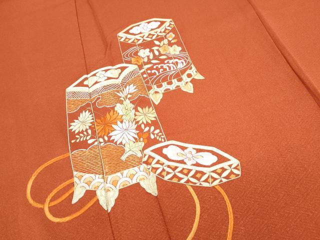 平和屋着物▼訪問着 総刺繍 駒刺繍 貝桶花文 正絹 逸品 CABC1594th