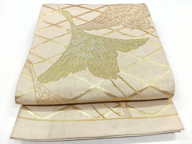 平和屋着物◎六通柄袋帯 飛鶴文 金銀糸 正絹 逸品 CABC1611nb