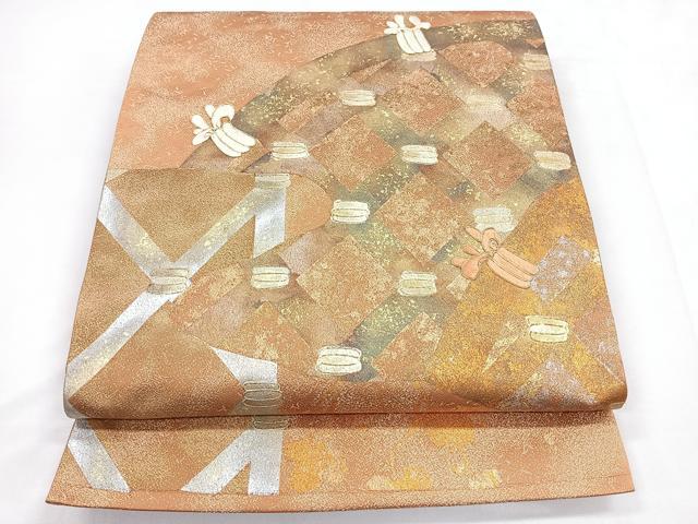 平和屋着物◎六通柄袋帯 蔦の葉文 金銀彩 正絹 逸品 CABC1681nb