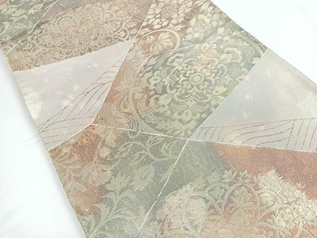 平和屋着物◎六通柄袋帯 切嵌花文 金銀糸 正絹 逸品 CABC1685nb