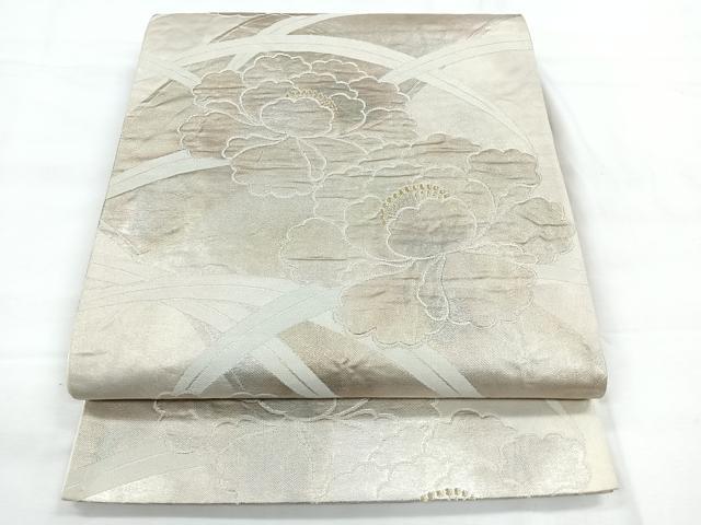 平和屋着物◎六通柄袋帯 草花文 金銀糸 正絹 逸品 CABC1903nb