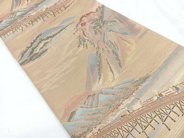 平和屋着物◎六通柄袋帯 双三東海道 金糸 正絹 逸品 CABC1914nb
