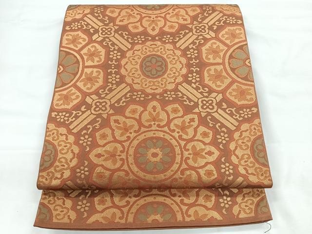 平和屋着物◎六通柄袋帯 正倉院花文 正絹 逸品 CABC1924nb