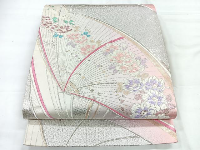 平和屋着物◎六通柄袋帯 唐織 流水花文 金銀糸 正絹 逸品 CABC1933nb