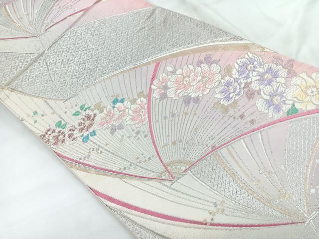 平和屋着物◎六通柄袋帯 唐織 流水花文 金銀糸 正絹 逸品 CABC1933nb
