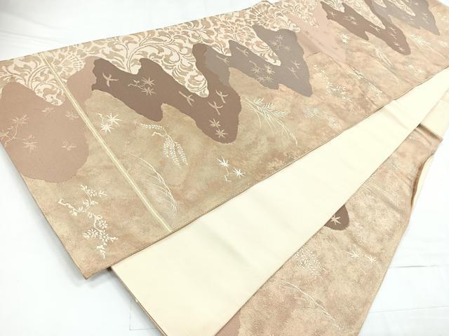 平和屋着物◎六通柄袋帯 道長花文 正絹 逸品 CABC1983nb
