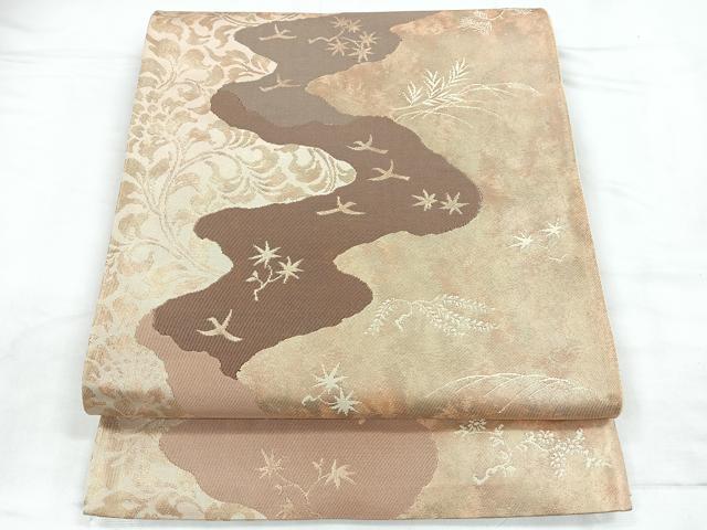 平和屋着物◎六通柄袋帯 道長花文 正絹 逸品 CABC1983nb
